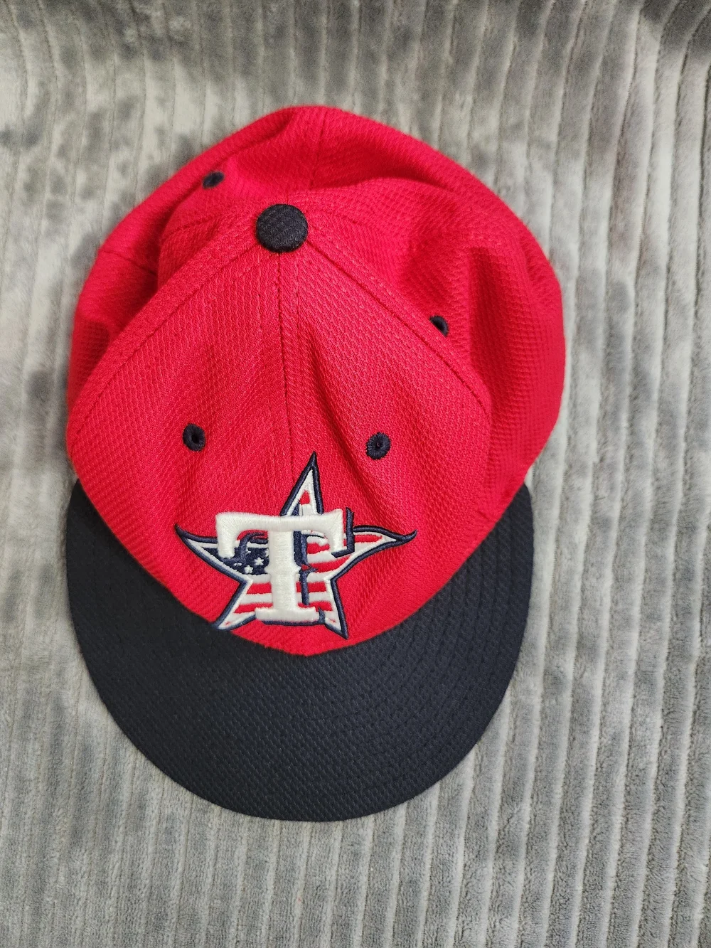New Era 59fifty Fitted 7 1/4 Texas Rangers Flag MLB On Field Hat Cap Red